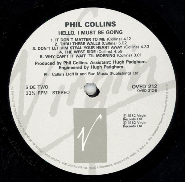 Phil Collins - Hello, I Must Be Going! | Virgin (OVED 212) - 2