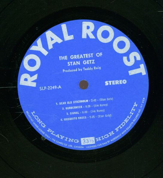 Stan Getz - The Greatest Of Stan Getz [Vinyl] | Royal Roost (SLP 2249) - 3