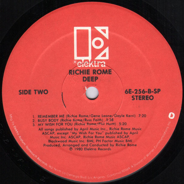 Richie Rome - Deep | Elektra (6E-256) - 4 Richie Rome - Deep | Elektra (6E-256) - 4