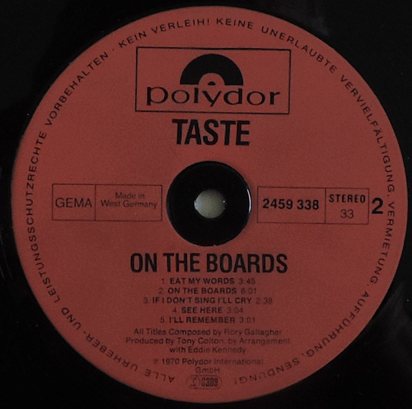 Taste - On The Boards | Polydor (2459 338) - 4 Taste - On The Boards | Polydor (2459 338) - 4