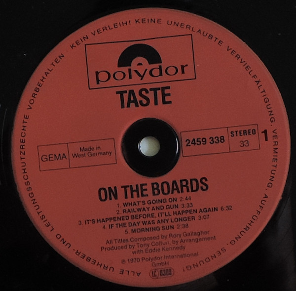Taste - On The Boards | Polydor (2459 338) - 3 Taste - On The Boards | Polydor (2459 338) - 3