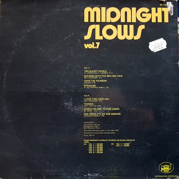Milt Buckner / Guy Lafitte / Sam Woodyard - Midnight Slows Vol.7 | Black And Blue (33.115) - 2