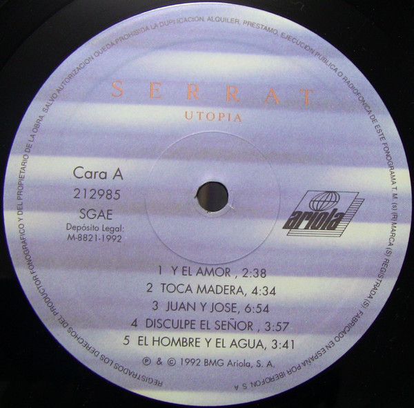 Joan Manuel Serrat - Utopía | Ariola (212985) - 3