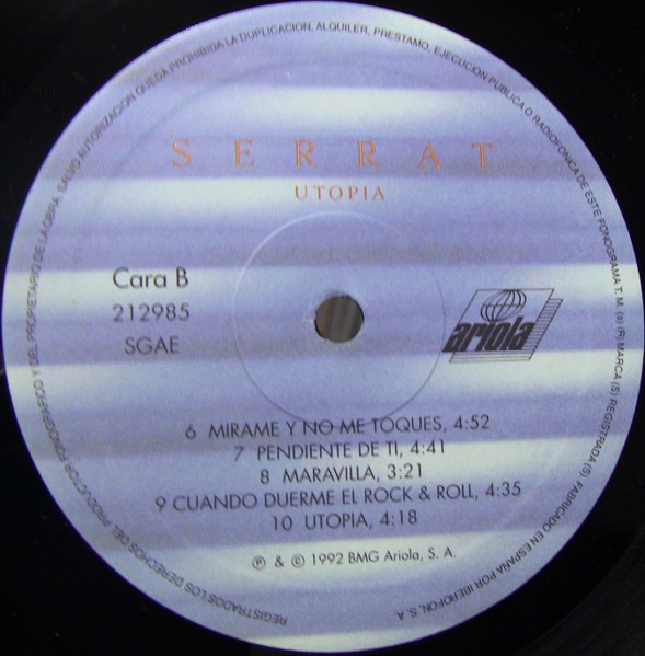 Joan Manuel Serrat - Utopía | Ariola (212985) - 4