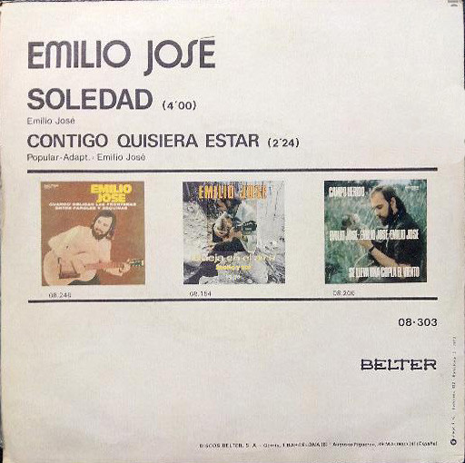 Emilio José - Soledad / Contigo Quisiera Estar | Belter (08-303) - 2