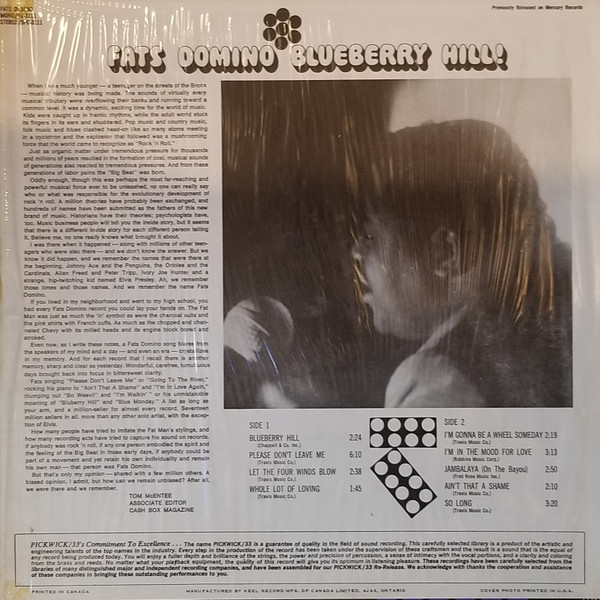 Fats Domino - Blueberry Hill | Pickwick/33 Records (SPC-3111) - 2