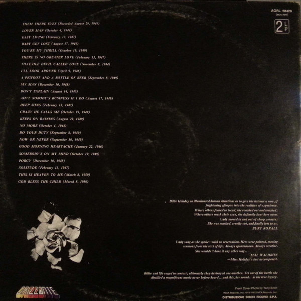 Billie Holiday - The Billie Holiday Story | Ricordi (AORL 28426) - 2 Billie Holiday - The Billie Holiday Story | Ricordi (AORL 28426) - 2