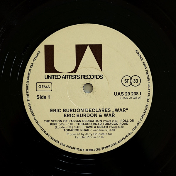 Eric Burdon & War - Eric Burdon Declares "War" | United Artists Records (UAS 29 238 I) - 3 Eric Burdon & War - Eric Burdon Declares "War" | United Artists Records (UAS 29 238 I) - 3