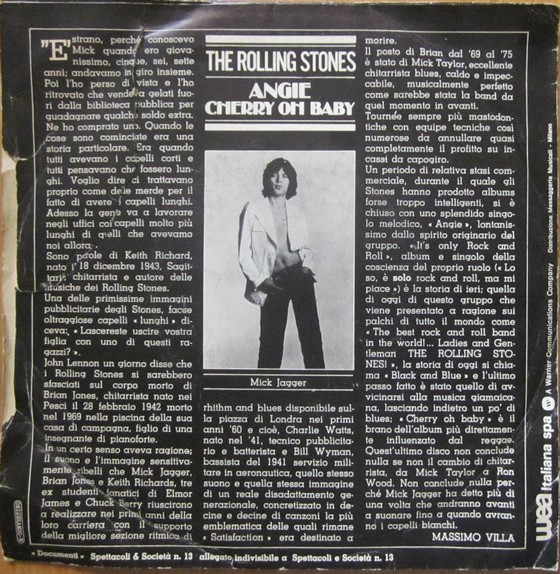 The Rolling Stones - Angie / Cherry Oh Baby | Rolling Stones Records (PROMO 006) - 2