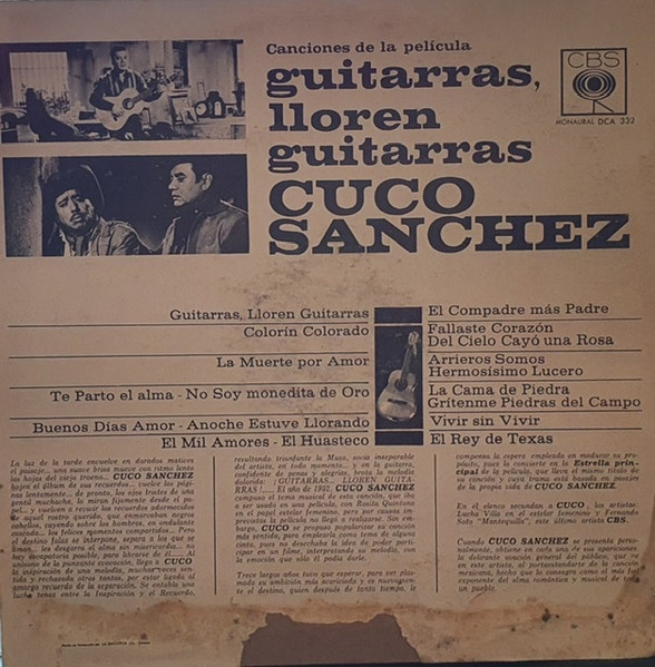 Cuco Sanchez - Canciones De La Película "Guitarras, Lloren Guitarras" | CBS (DCA-332) - 2