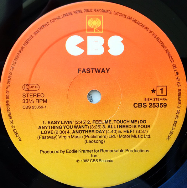 Fastway - Fastway | CBS (CBS 25359) - 3