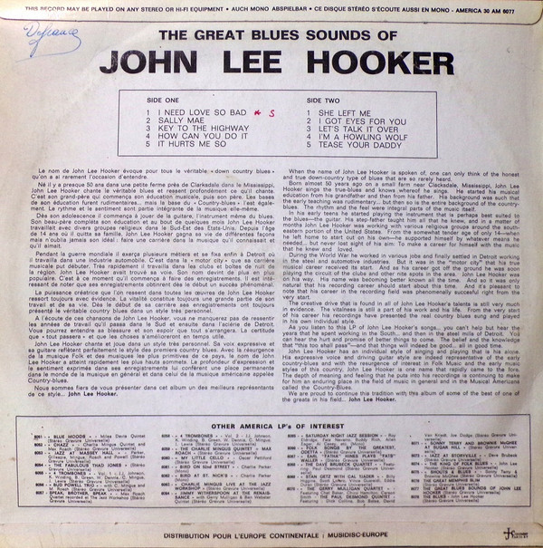 John Lee Hooker - The Great Blues Sounds Of John Lee Hooker | America Records (30AM6077)