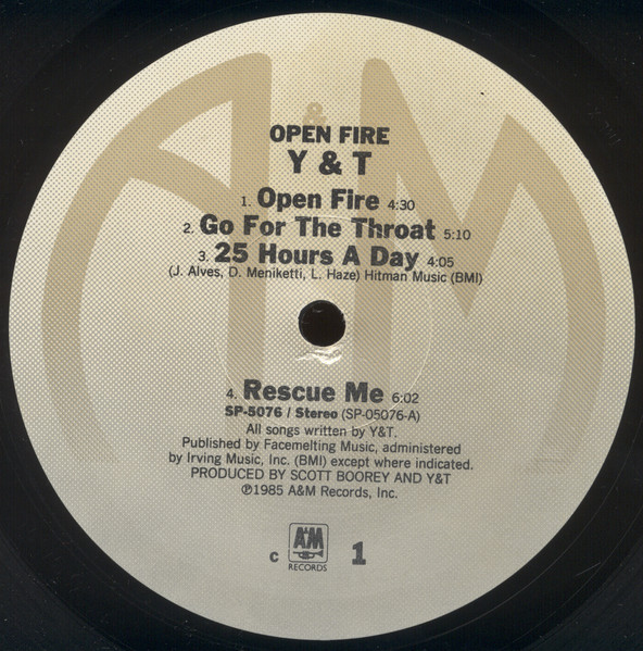 Y & T - Open Fire | A&M Records (SP-5076) - 3
