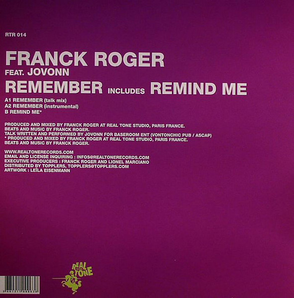 Franck Roger Feat. Jovonn - Remember | Real Tone Records (RTR 014) - 2