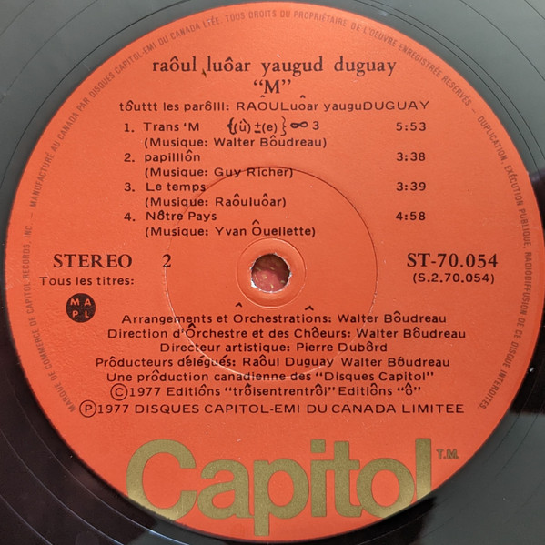 Raôul Duguay - M [Vinyl] | Capitol Records (ST70.054) - 4