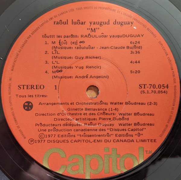 Raôul Duguay - M [Vinyl] | Capitol Records (ST70.054) - 3