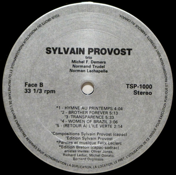 Sylvain Provost - Trio Sylvain Provost | Not On Label (TSP-1000) - 4