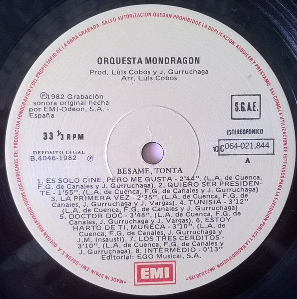Orquesta Mondragón - Besame, Tonta | EMI (10C 064-021844) - 3