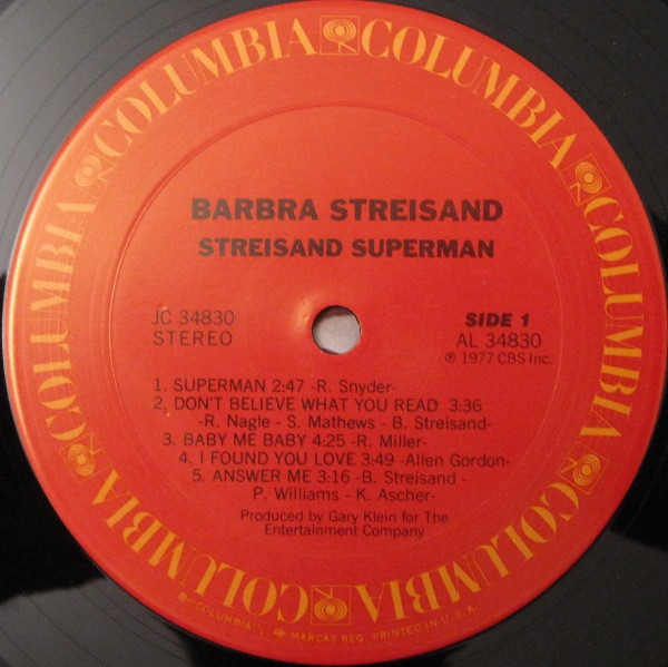 Barbra Streisand - Streisand Superman | Columbia (JC 34830) - 3 Barbra Streisand - Streisand Superman | Columbia (JC 34830) - 3