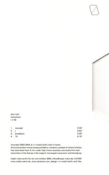 Alva Noto - Transvision | Raster-Noton (r-n 62) - 3