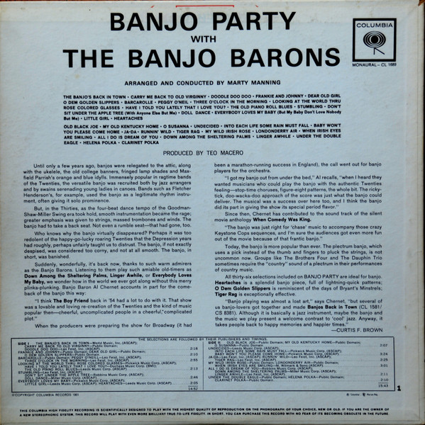 The Banjo Barons - Banjo Party With The Banjo Barons | Columbia (CL 1689) - 2 The Banjo Barons - Banjo Party With The Banjo Barons | Columbia (CL 1689) - 2
