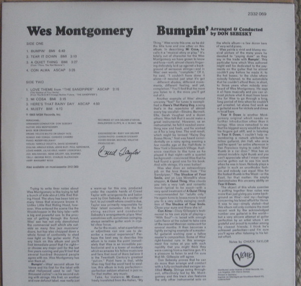 Wes Montgomery - Bumpin' | Verve Records (2332 069) - main