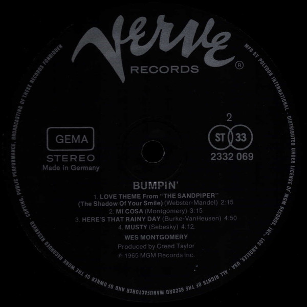 Wes Montgomery - Bumpin' | Verve Records (2332 069) - 2
