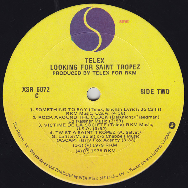 Telex - Looking For Saint Tropez | Sire (XSR 6072) - 4