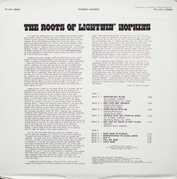 Lightnin' Hopkins - The Roots Of Lightnin' Hopkins | Folkways Records (FTS 31011) - 2 Lightnin' Hopkins - The Roots Of Lightnin' Hopkins | Folkways Records (FTS 31011) - 2