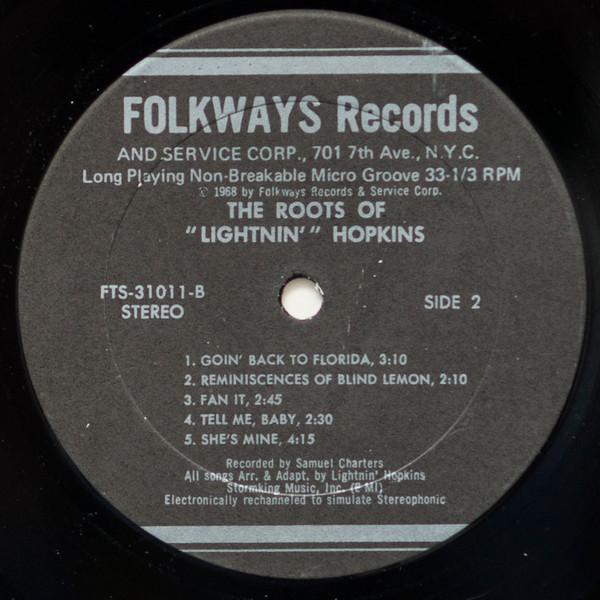 Lightnin' Hopkins - The Roots Of Lightnin' Hopkins | Folkways Records (FTS 31011) - 4 Lightnin' Hopkins - The Roots Of Lightnin' Hopkins | Folkways Records (FTS 31011) - 4