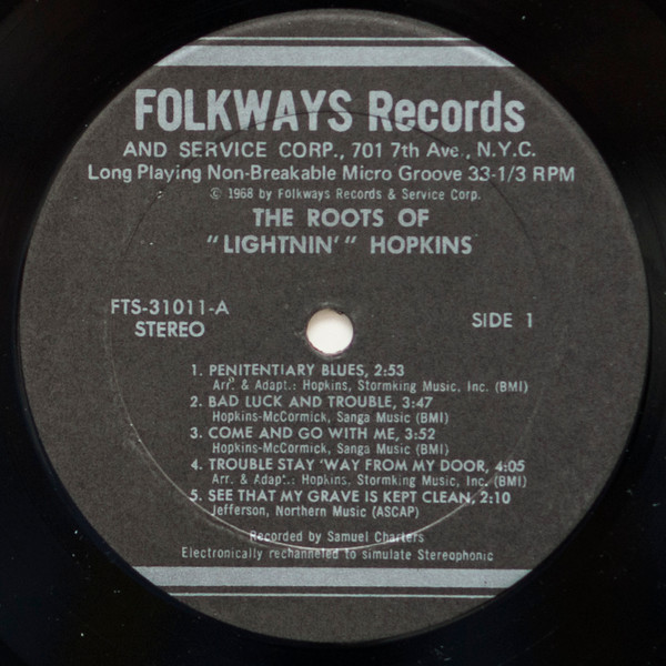 Lightnin' Hopkins - The Roots Of Lightnin' Hopkins | Folkways Records (FTS 31011) - 3 Lightnin' Hopkins - The Roots Of Lightnin' Hopkins | Folkways Records (FTS 31011) - 3