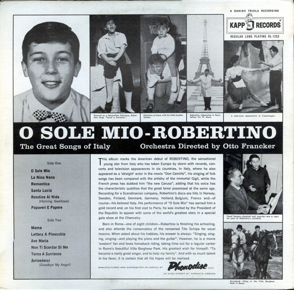 Robertino Loretti - O Sole Mio - The Great Songs Of Italy | Kapp Records (KL-1252) - 2 Robertino Loretti - O Sole Mio - The Great Songs Of Italy | Kapp Records (KL-1252) - 2