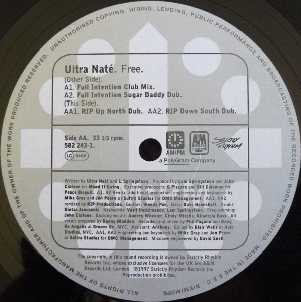 Ultra Naté - Free (The Full Intention/ RIP mixes) | AM:PM (582 243-1) - 3