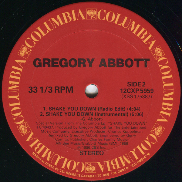 Gregory Abbott - Shake You Down (12") [Vinyl] | Columbia (12CXP 5959) - 3