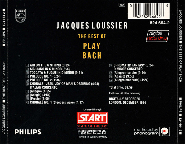 Jacques Loussier - The Best Of Play Bach | Philips (824 664-2) - 2