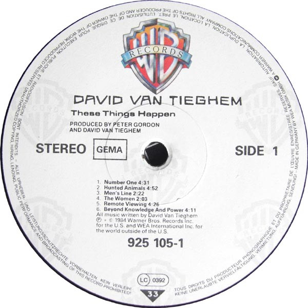David Van Tieghem - These Things Happen | Warner Bros. Records (925 105-1) - 3 David Van Tieghem - These Things Happen | Warner Bros. Records (925 105-1) - 3