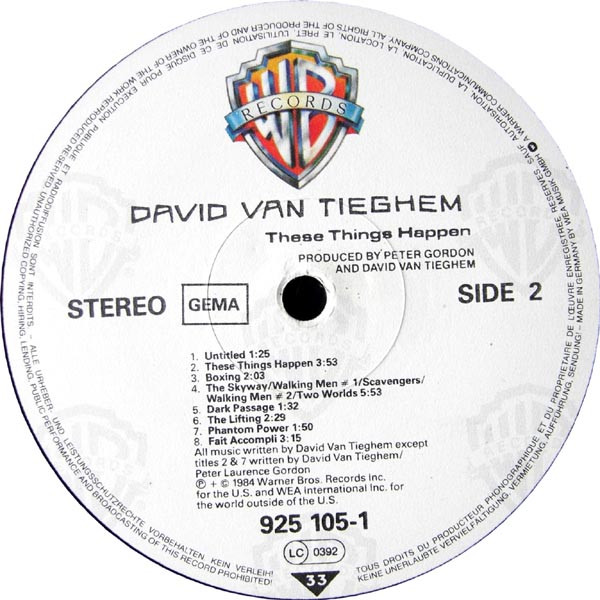 David Van Tieghem - These Things Happen | Warner Bros. Records (925 105-1) - 4 David Van Tieghem - These Things Happen | Warner Bros. Records (925 105-1) - 4