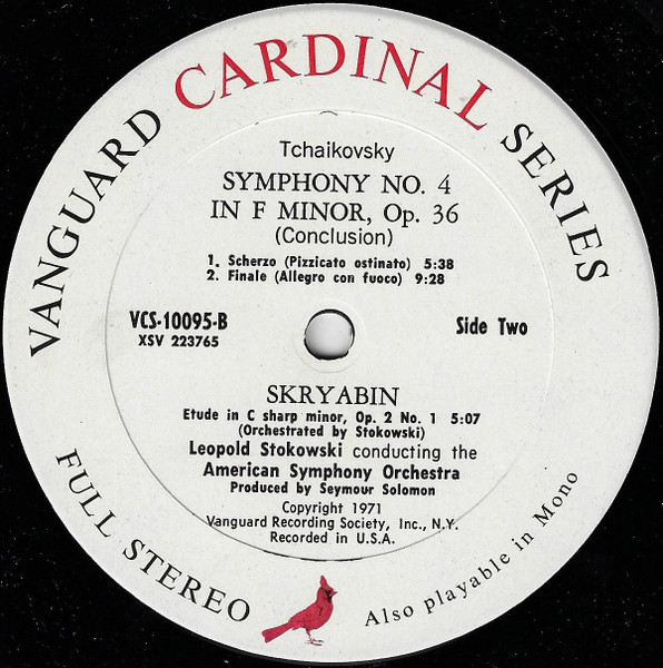 Leopold Stokowski , Pyotr Ilyich Tchaikovsky , Alexander Scriabine , The American Symphony Orchestra - Symphony No. 4 / F Minor / Etude In C♯ Minor, Op. 2, No. 1 | Vanguard (VCS 10095) - 4