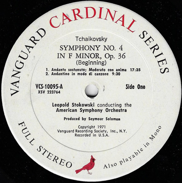 Leopold Stokowski , Pyotr Ilyich Tchaikovsky , Alexander Scriabine , The American Symphony Orchestra - Symphony No. 4 / F Minor / Etude In C♯ Minor, Op. 2, No. 1 | Vanguard (VCS 10095) - 3