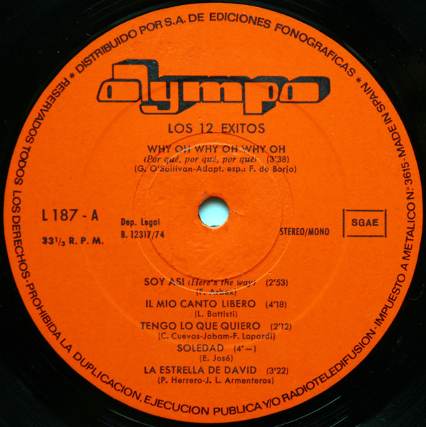 Unknown Artist - Los 12 Éxitos | Olympo (L-187) - 3