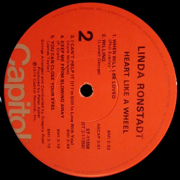 Linda Ronstadt - Heart Like A Wheel | Capitol Records (ST-11358) - 4 Linda Ronstadt - Heart Like A Wheel | Capitol Records (ST-11358) - 4