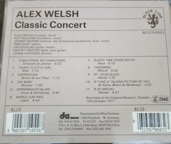 Alex Welsh - Classic Concert | Black Lion Records (BLCD760503) - 2
