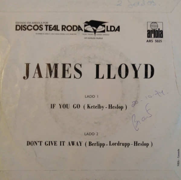 James Lloyd - If You Go / Don't Give It Away | Ariola (ARS 5025) - 2