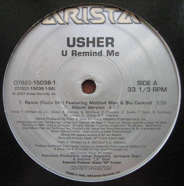 Usher - U Remind Me | Arista (07822-15038-1) - main
