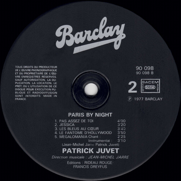 Patrick Juvet - Paris By Night | Barclay (90 098) - 4