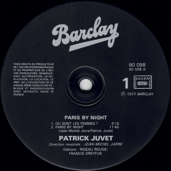 Patrick Juvet - Paris By Night | Barclay (90 098) - 3