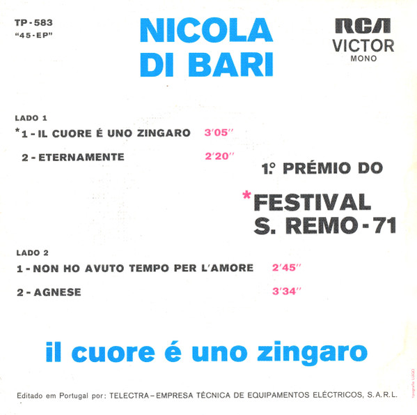 Nicola Di Bari - Il Cuore É Uno Zingaro | RCA Victor (TP-583) - 2