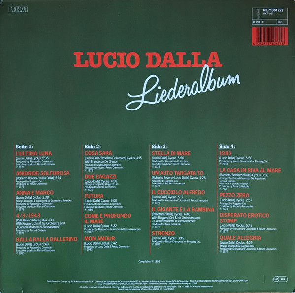 Lucio Dalla - Liederalbum | RCA (NL 71061 (2)) - 2 Lucio Dalla - Liederalbum | RCA (NL 71061 (2)) - 2