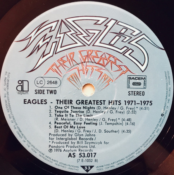 Eagles - Their Greatest Hits 1971-1975 | Asylum Records (AS 53 017) - 3 Eagles - Their Greatest Hits 1971-1975 | Asylum Records (AS 53 017) - 3