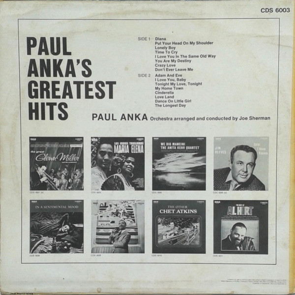 Paul Anka - Paul Anka's Greatest Hits | RCA Camden (CDS 6003) - 2 Paul Anka - Paul Anka's Greatest Hits | RCA Camden (CDS 6003) - 2